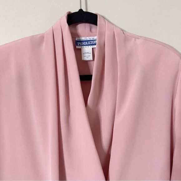 Pendleton Long Sleeve Pink Double Breasted Blouse Size 12 - Picture 4 of 6